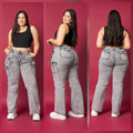 Jeans Wide Leg Gris Cargo