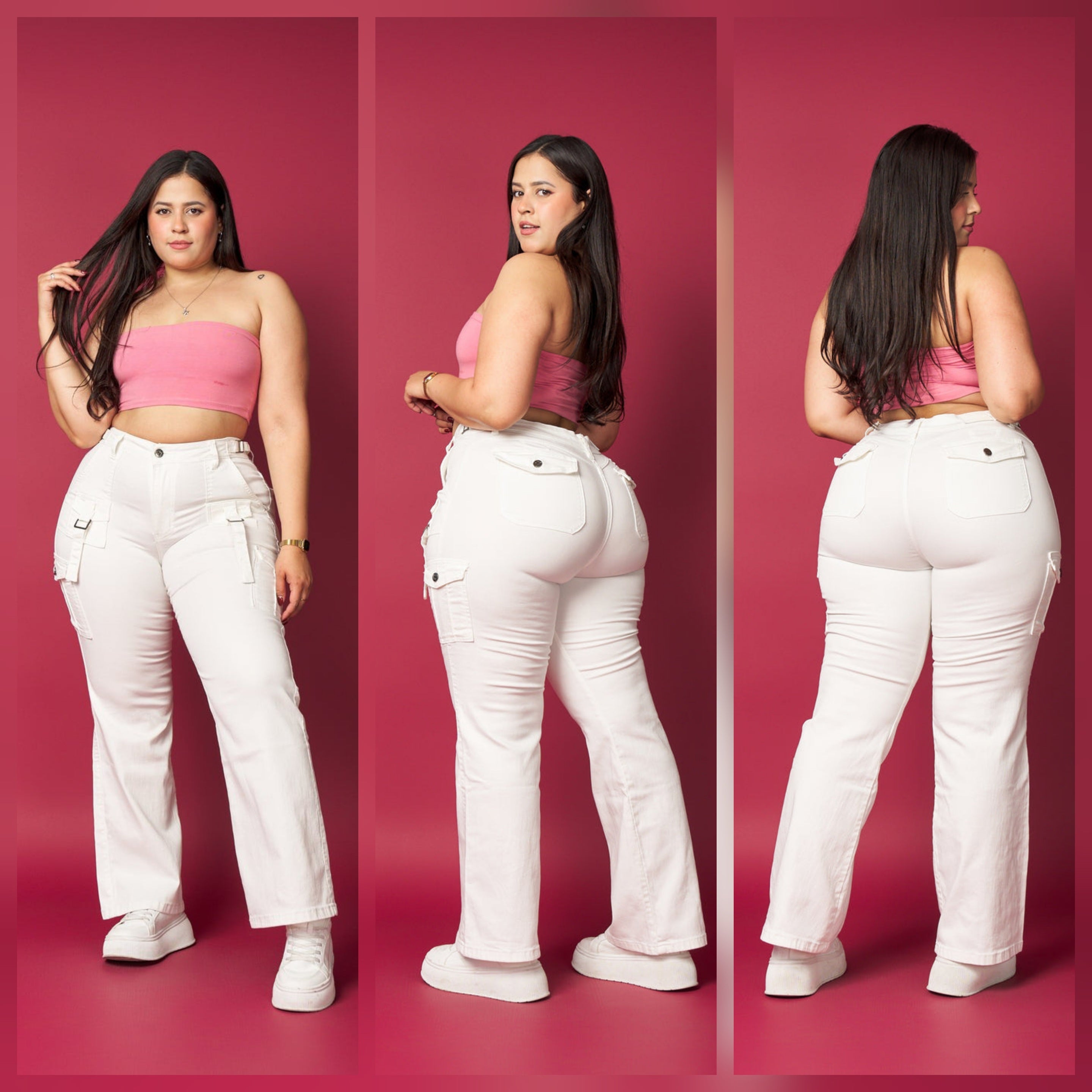 Jeans Wide Leg Blanco Cargo