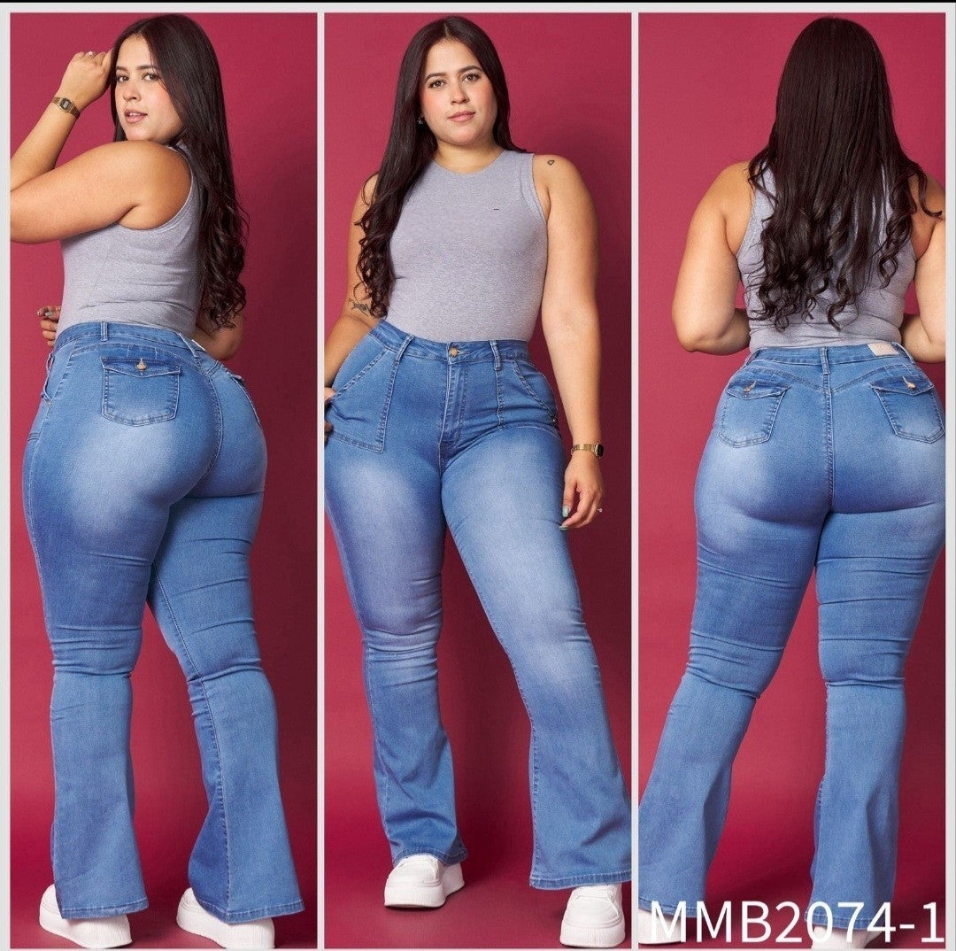 Jeans Flare Celeste Liso💚 MENINA