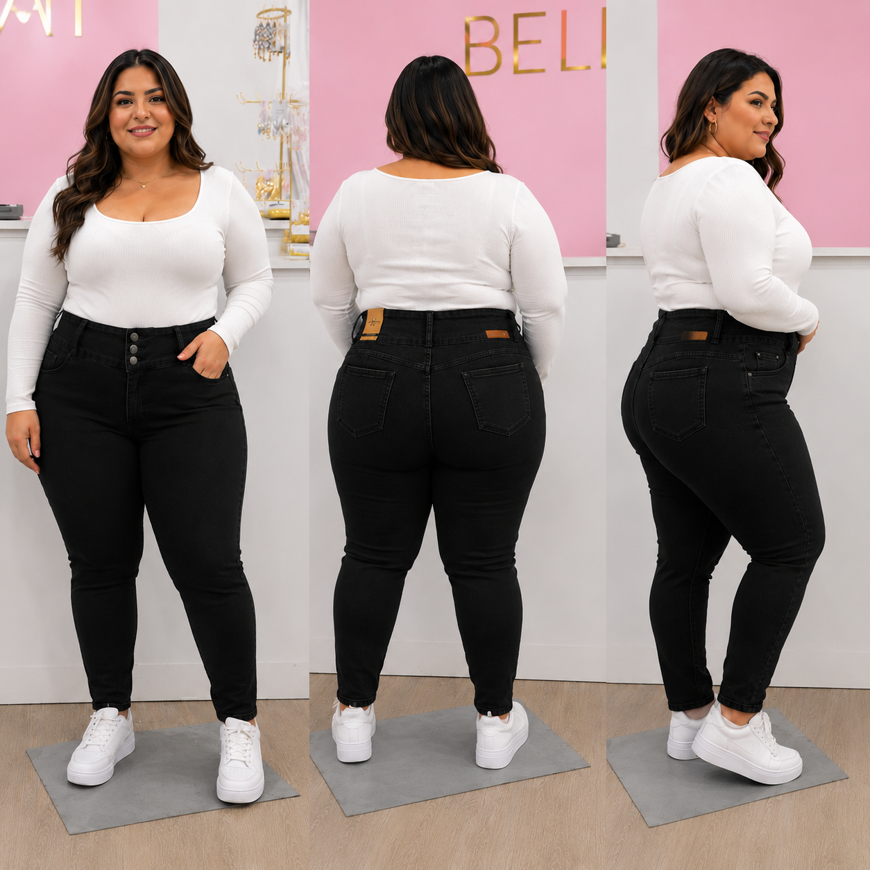 Jeans Pitillo Negro 3Botones J&J