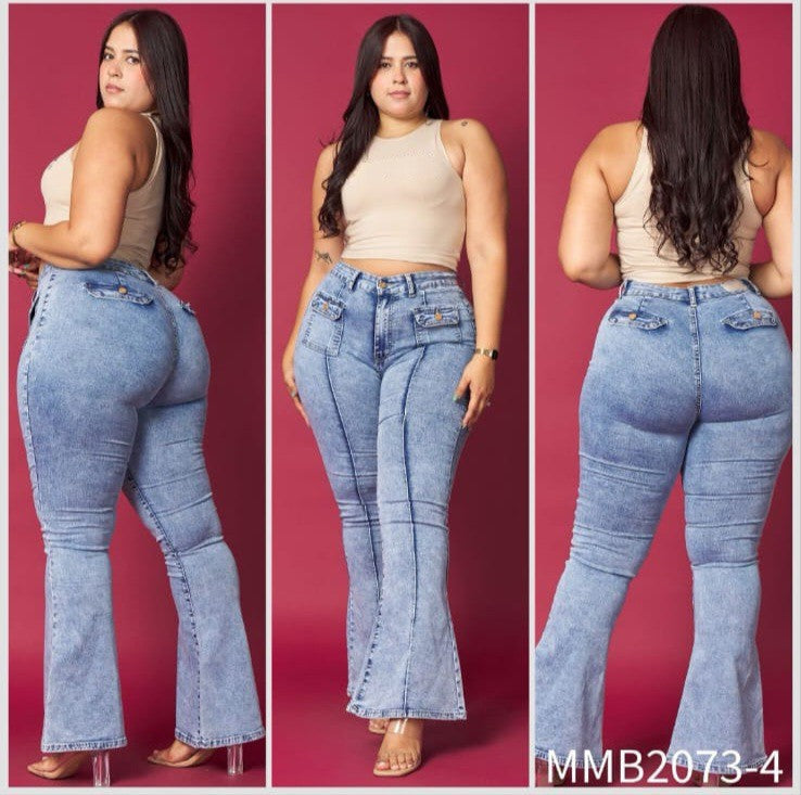 Jeans Flare Lineal Celeste