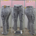 Jeans Flare Cargo Gris