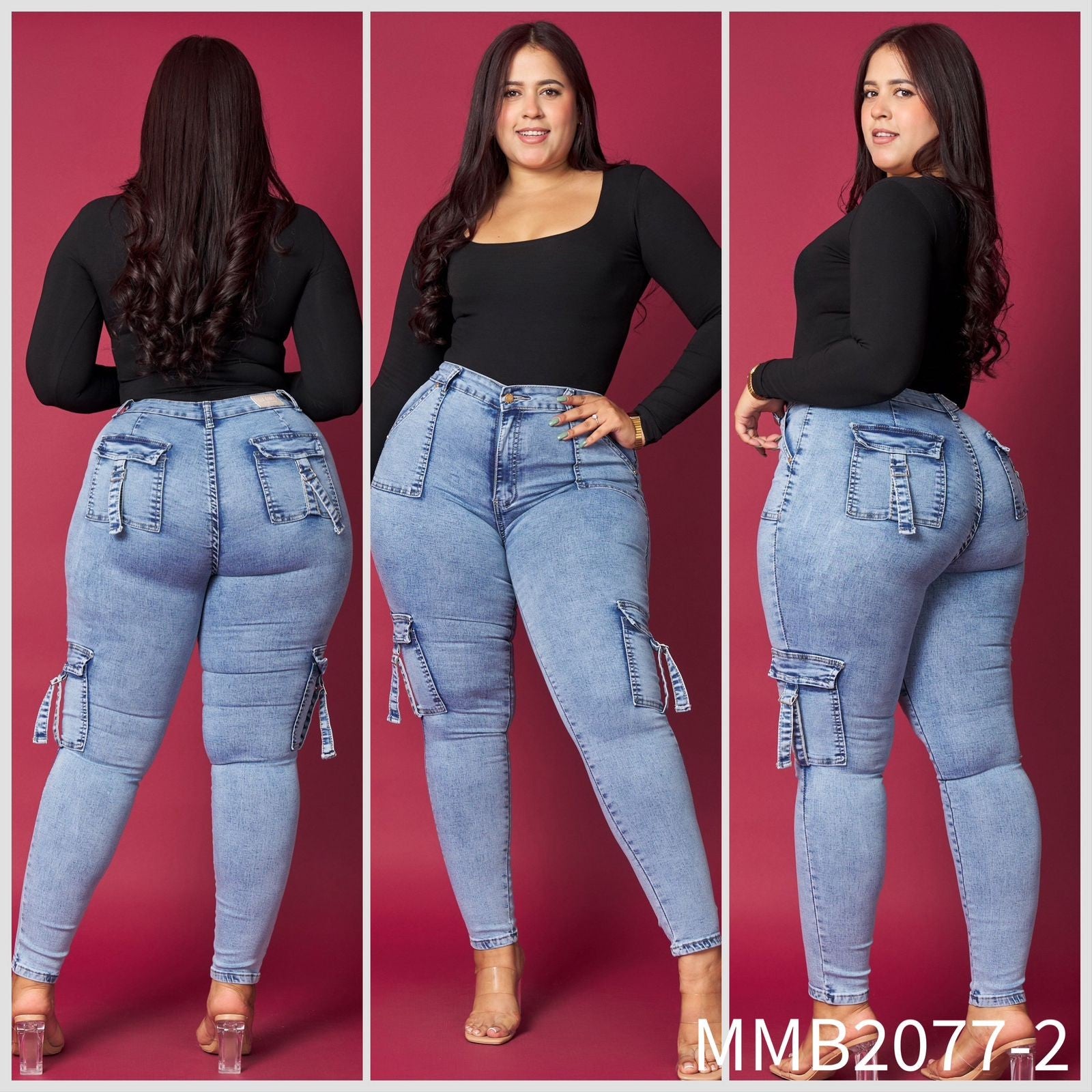 Jeans Pitillo Cargo Celeste MENINA