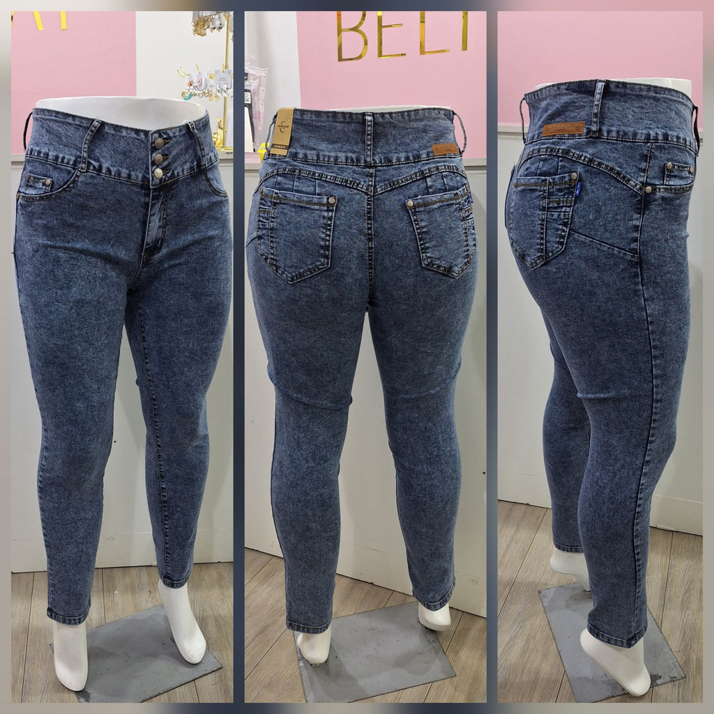 Jeans Pitillo Acero Jaspeado
