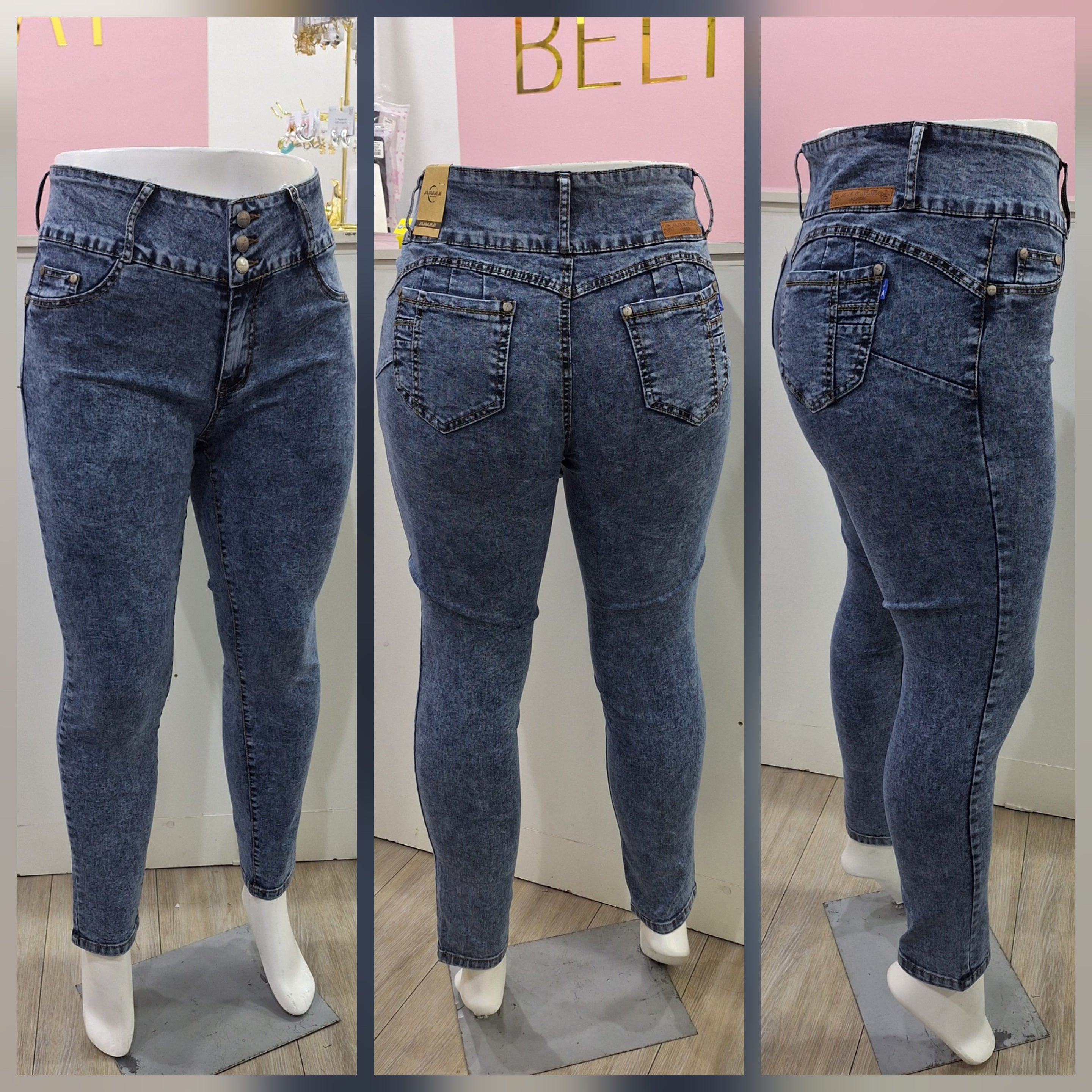 Jeans Pitillo Acero Jaspeado