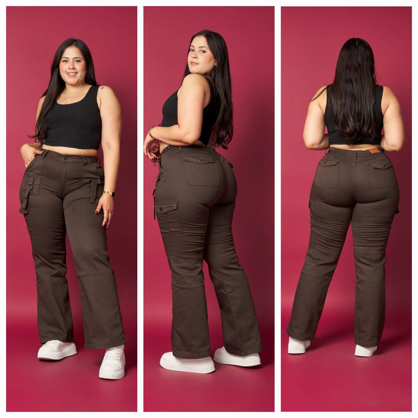 Jeans Wide Leg Cargo Cafe