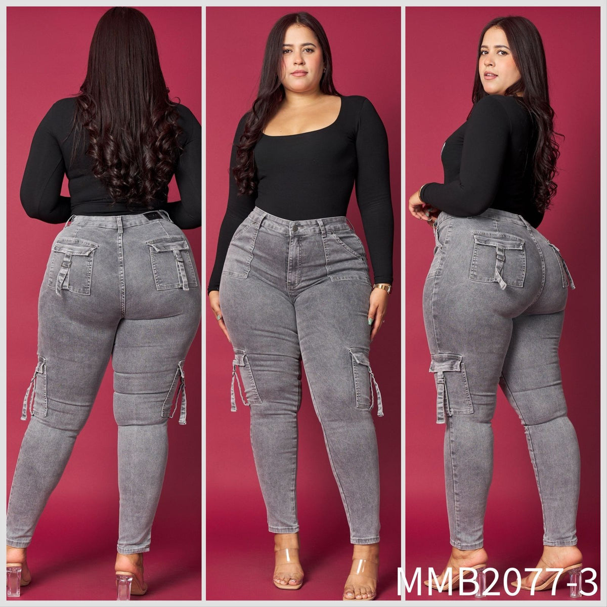Jeans Pitillo Cargo Gris💚 MENINA
