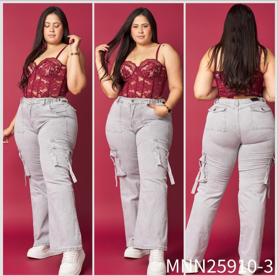 Jeans Wide Leg Gris Claro MENINA