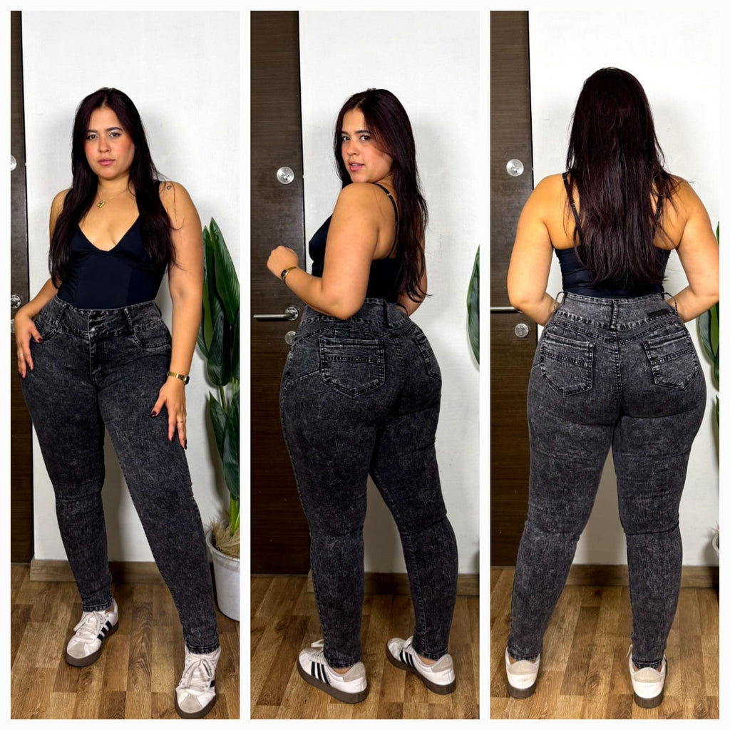 Jeans Pitillo Gris Oscuro