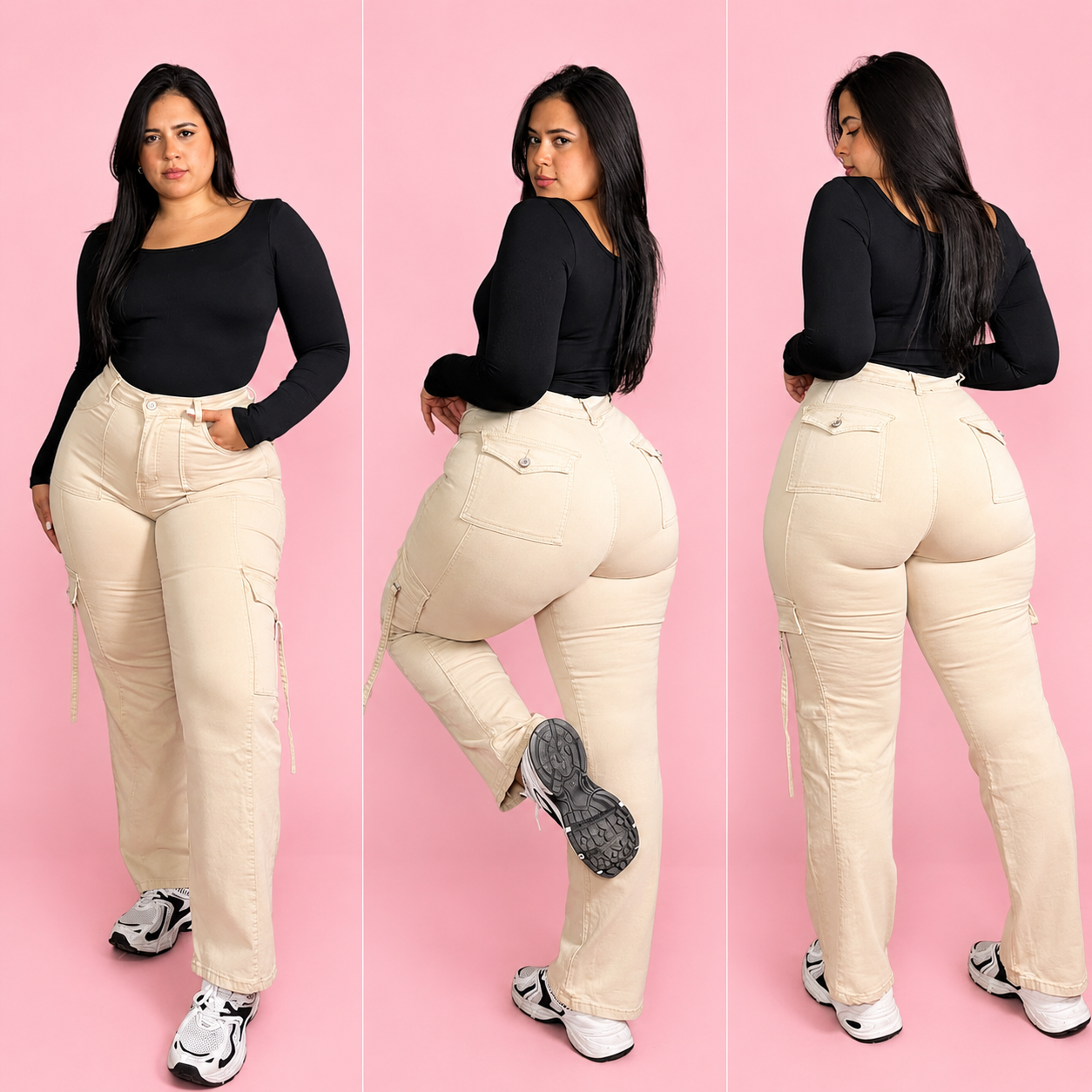 Jeans Recto Cargo Beige DISEÑO MODA