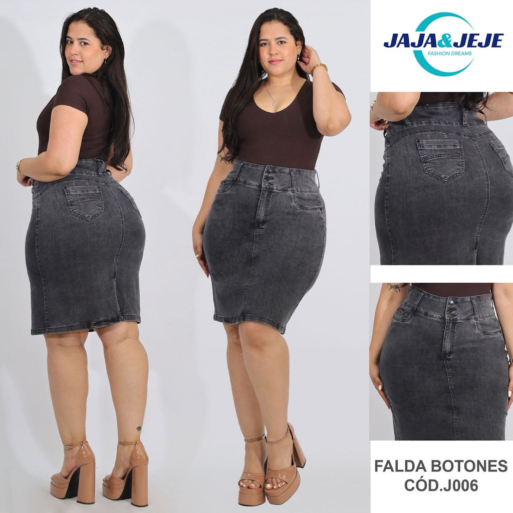 Jeans Falda Gris Plus